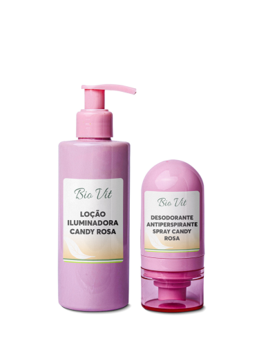 Loção Iluminadora Candy Rosa 200ml + Desodorante Spray Candy Rosa 30ml
